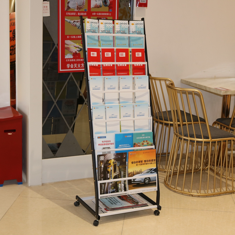 Floor-Standing Information Brochure, Leaflet, Newspaper, Magazine Display Rack, Multi-Layer Advertising Paper Holder, Travel Agency Magazine Rack, Vertical Type