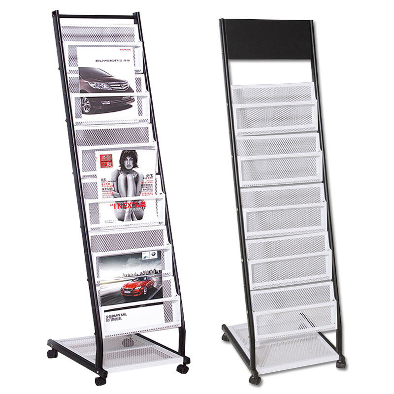 Magazine advertising paper leaflet multi-layer display iron shelf vertical single color page book newspaper storage information shelf landed
