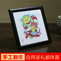 Chinese Characteristics Wei Xian Cut Paper Work Dance Lion Hand Cut Paper Painting Duozodiac Zodiac Tiger Year Cut Paper Delivery Old Foreign Gifts