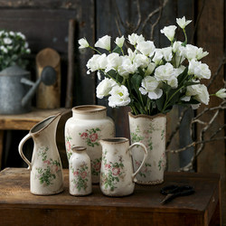 Nordic pastoral style vase ceramic ສ້າງສັນ retro ພືດປະດັບເຮືອນເກົ່າແກ່ຕາຕະລາງເຮືອ hydroponic ດອກໄມ້ແຫ້ງ