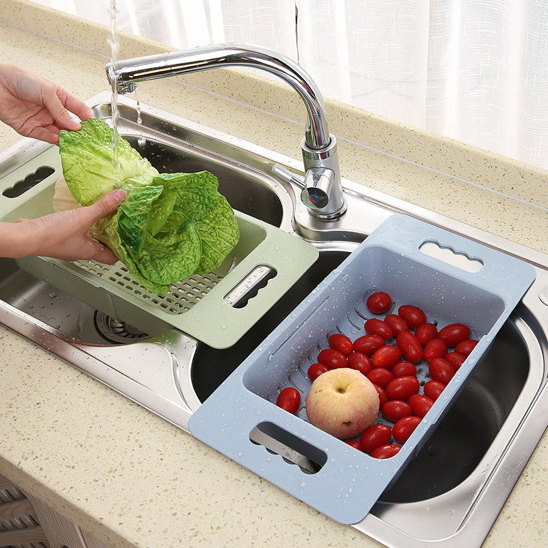 Kitchen Sink Drain Basket retractable Fruit Plastic Discharge Bowl Chopsticks Shelf Home Bowl dish rack Vegetable Containing shelf