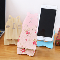 Mobile Phone Bracket Creative Bedside Watch Live TV Live Versatile Wooden Phone Rack Cute Cartoon Folding Tablet Bracket