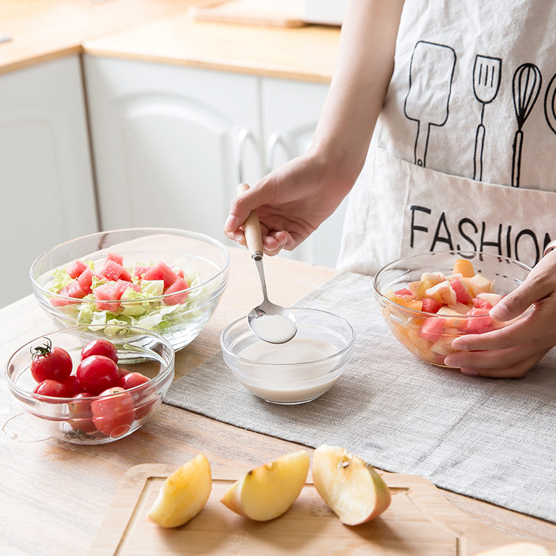 Creative Japanese style fruit and vegetable salad bowl Kitchen Cuisine Bowls Round Transparent Glass Bowls Home Fruit Sweet Bowl