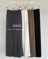 WHITE early autumn casual drape pants drawstring elastic waist straight pants slim sports pants women