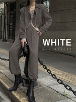 2021 autumn white sag slimming toe pants high waist tied mouth bloomers casual Harlan pants women