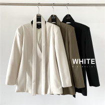 White Temperament Bandage Solid Color V-Neck Suit Women 2022 Early Autumn Korean Version All-match Workplace Waist Suit Jacket