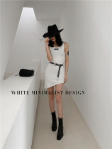 White letter logo slim irregular long vest casual cotton suspender skirt fashionable sleeveless skirt female summer