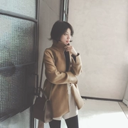 Mùa thu đông 2018 phiên bản mới của Hàn Quốc thắt lưng áo len ngắn vóc dáng ngắn nữ sinh ngắn Áo khoác len Hepburn
