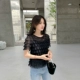 Áo sơ mi voan ren cổ tròn nữ mùa hè 2019 phong cách Hàn Quốc mới kiểu dáng áo sơ mi mỏng phù hợp với thiết kế áo sơ mi nhỏ - Áo sơ mi chiffon ren