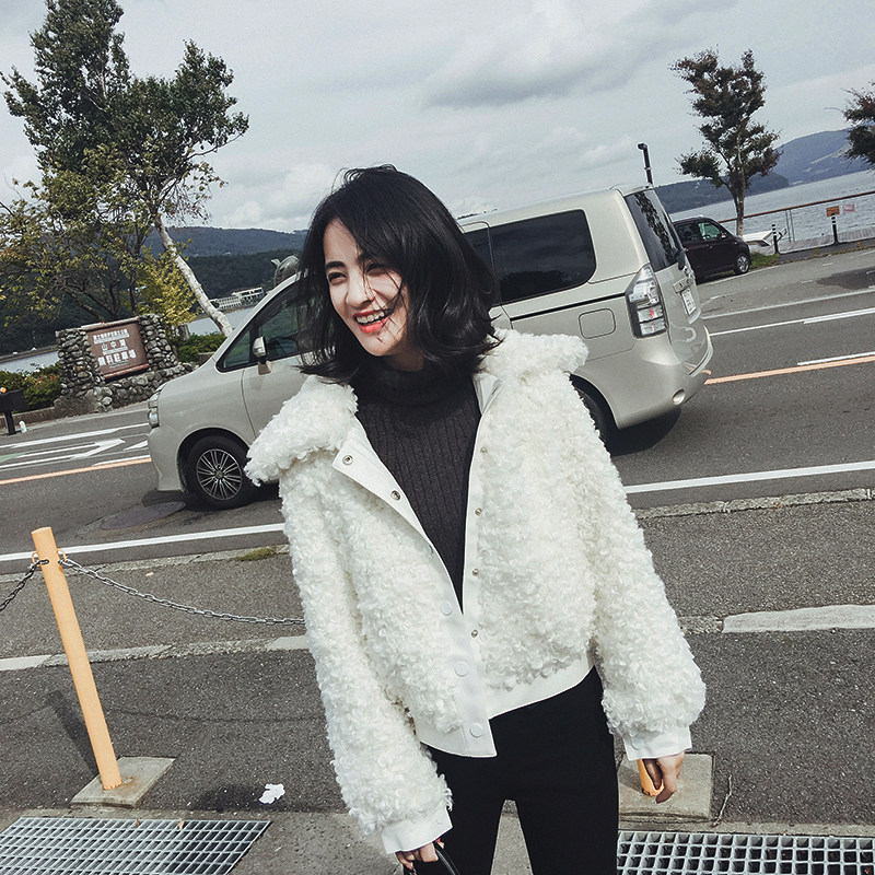 2017冬装新款韩版宽松加厚羊羔毛外套女装冬季休闲百搭夹克短外套