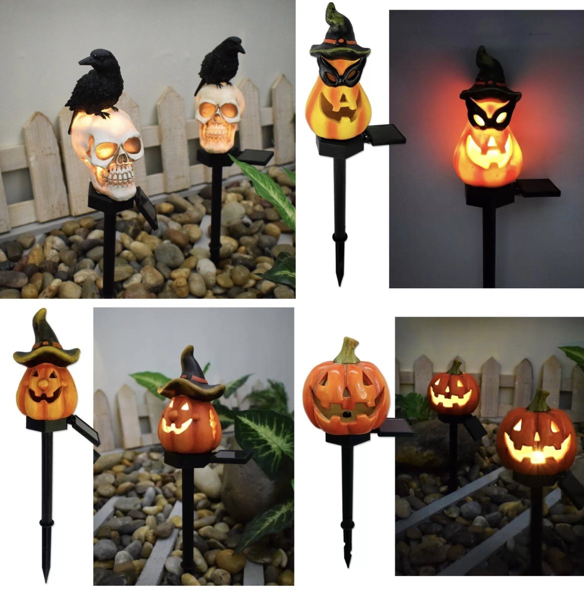 宝藏级万圣节装饰！太阳能骷髅头南瓜地插灯，庭院吸睛神器🔥--淘宝好物网, image size:1168x1182