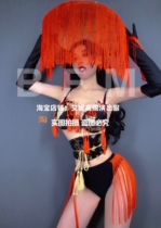 TT nightclub bar singer djds dance team gogo mid-autumn festival Chinese style tassel hat bikini set