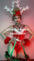 TT High-end Nightclub Bar Singer Djds Dance Team Gogo Christmas Conjoined Lap Lap Dress Swing Suit Out