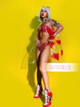 TT high-end party costumes 2019 nightclub women's transparent leather love coat tide clothes GOGO DS singer performance