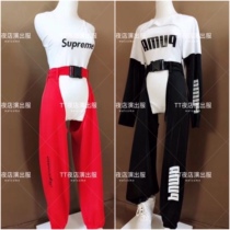 TT nightclub bar singer djds dance team gogo sports wind letter conjoined belt trousers costume