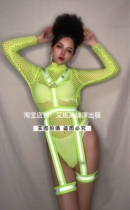 TT high-end nightclub bar singer djds dance team gogo fluorescent mesh one-piece strap performance costume