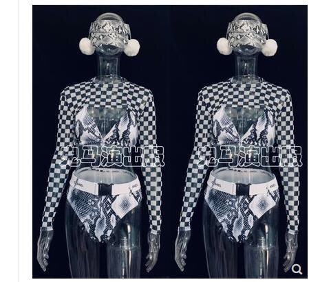 TT Nightclub Women's Suit Jazz Dance Suit Korean Printsuit Adults Sexy Han Dance Women's Group Play Song Suit