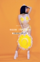 TT High-end Nightclub Bar Singer Djds Dance Team Gogo Yellow Big Hat Bikini Fluffy Dress Rehearsal