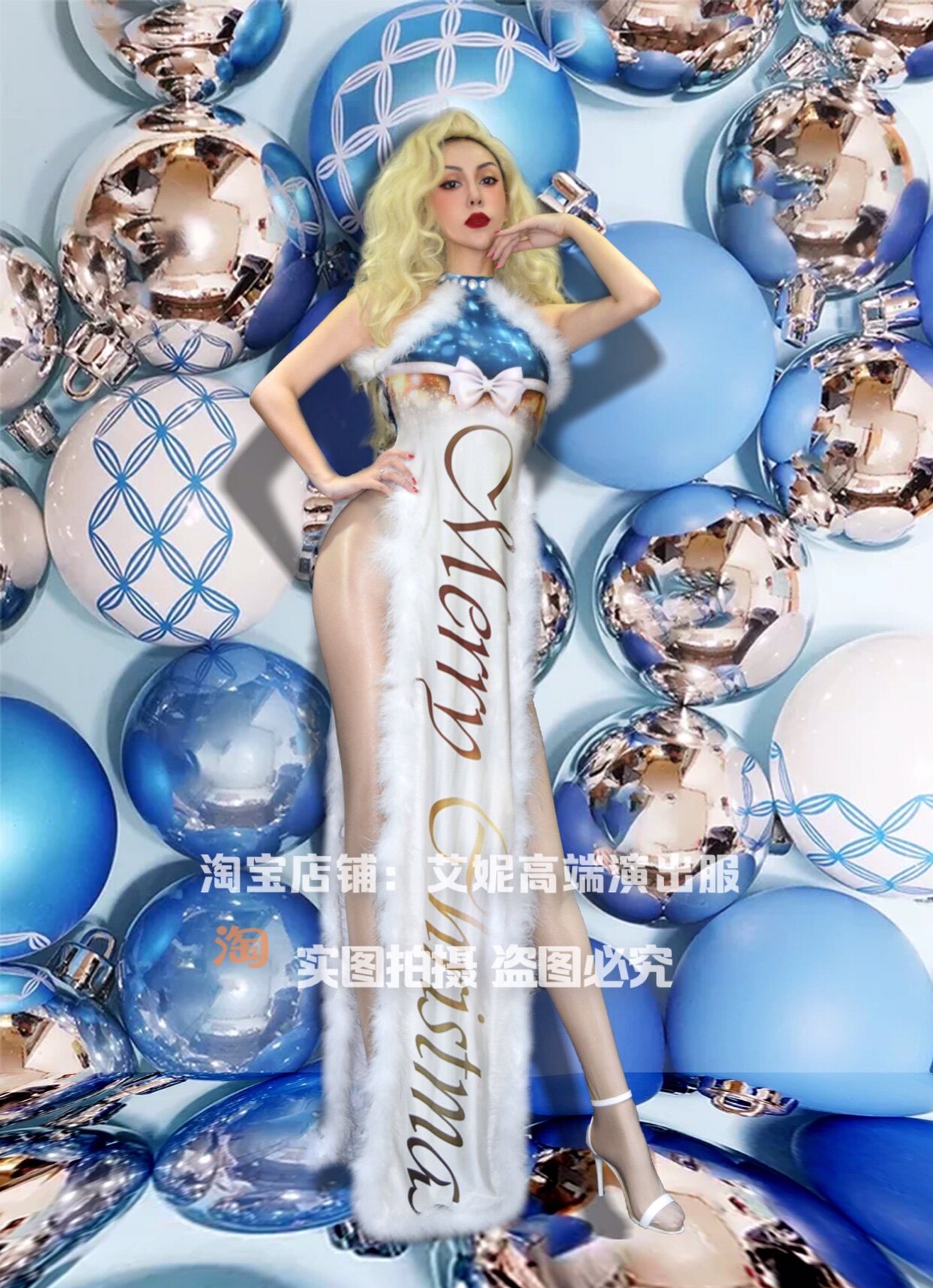 TT High-end Nightclub Bar Singer Djds Dance Team Gogo Christmas High Opening Flag Robe Dress