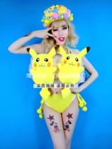 TT high-end nightclub bar singer djds dance team gogo six one Pikachu cute split suit costumes