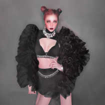 TT high-end nightclub bar singer djds dance team gogo sexy black queen split suit costumes