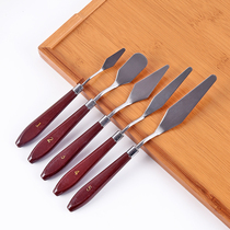 Oil painting scraper Paint scraper pick knife Flat head scraper tip pick knife Student wooden handle heavy color oil stick paint knife