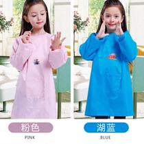 Childrens long-sleeved overcoat Big child apron anti-dressing painting clothes Waterproof cartoon 2-15 years old calligraphy and painting anti-dirty clothes