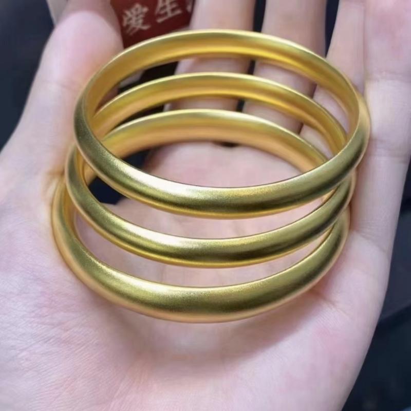 Gold-Plated Silver Traditional Bracelet for Women, Mudfish Back Lotus Heart Sutra Heritage Plain Closed Bracelet, Gift