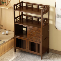 Storage rack tea table multi-functional tea cabinet rack Dobao Pavilion bookshelf solid wood multi-layer storage rack Chinese style porch frame