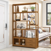 Porch cabinet solid wood wine rack living room screen partition cabinet modern hall cabinet double-sided ancient frame new Chinese sideboard cabinet
