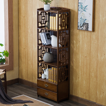 Chinese drawer bookcase storage rack simple bamboo living room shelf solid wood floor simple modern combination bookshelf