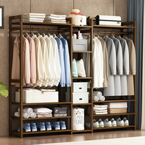 Wardrobe coat rack solid wood floor-to-ceiling home bedroom vertical shelf simple modern hangers simple clothes