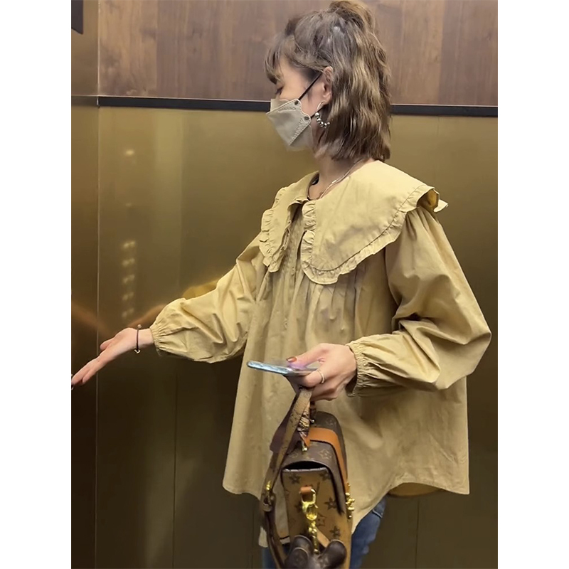Loose, Chic and Sweet Shirt for Women, New Spring and Autumn Style, Doll Collar, Sweet Top, Long-Sleeved Age-Reducing Shirt