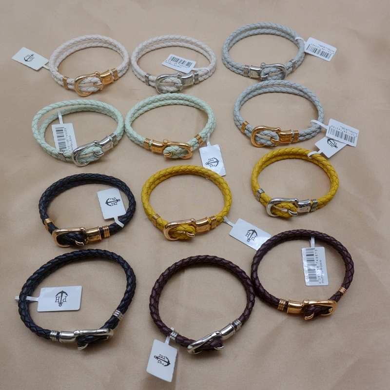 Branded Woven Leather Bracelet, Unisex, Metal Clasp, Multiple Colors Available, Fashionable and Versatile Bracelet