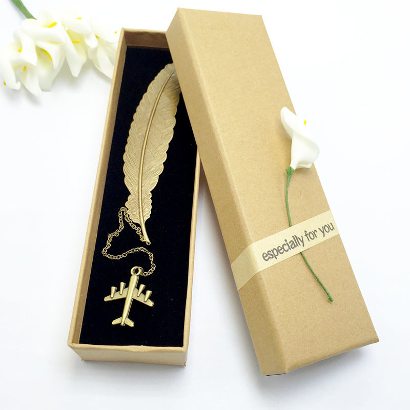 Aircraft handmade feather metal bookmark classical Chinese style creative bookmark birthday stationery Christmas gift