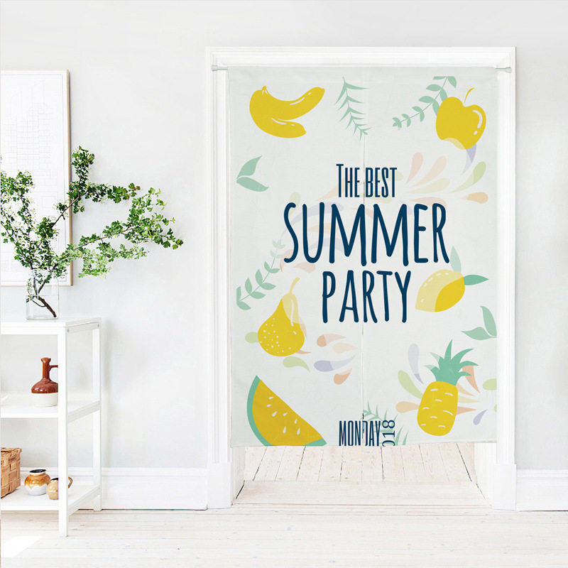 Cloth cotton and linen door curtain cloth curtain block partition window Japanese-style kitchen bedroom living room decoration feng shui half curtain free punch