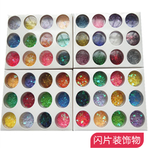 Crystal DIY jewelry decorative hollow love five-pointed star sequin 12-color suit slime jewelry flash