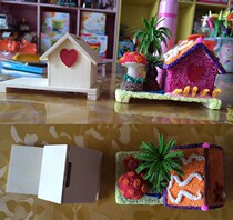 Red Heart with Toy scene Small house Deposit Money Pot Creative Clay Ultra Light Clay Pearl Snowflake HAND DIY ACCESSORIES