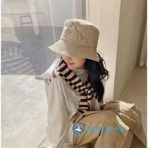 Japan imports hapins thin section wide brim shading hat summer lady elastic adjustment rope fisherman hat cat imprint flower pot cap