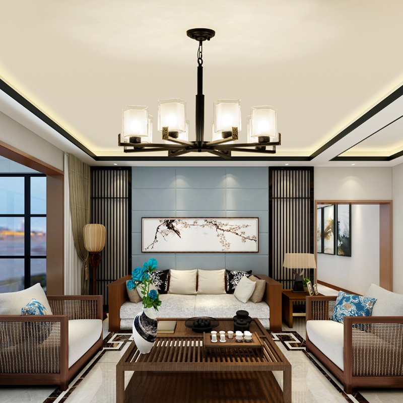 New Chinese chandelier Living room lamp Atmospheric home villa duplex building Modern simple dining room Bedroom lamp Chinese style