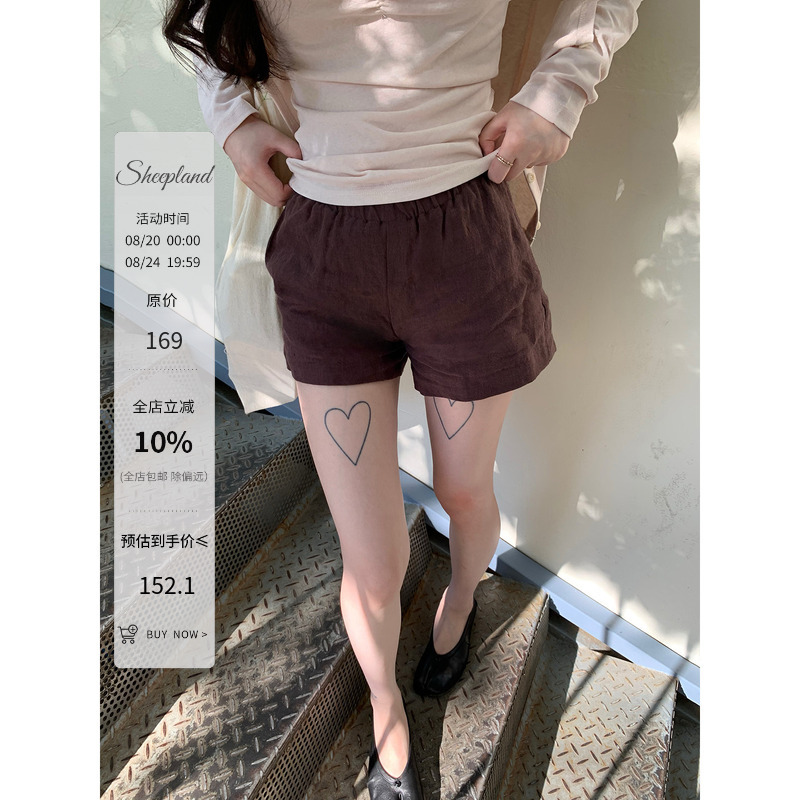 Sheepland Walking Pants 100% Linen Relaxed Old Money Style Drawstring Shorts Women's Summer Loose Casual Pants Sheepland Walking Pants 100% Linen Relaxed Old Money Style Drawstring Shorts Women's Summer Loose Casual Pants
