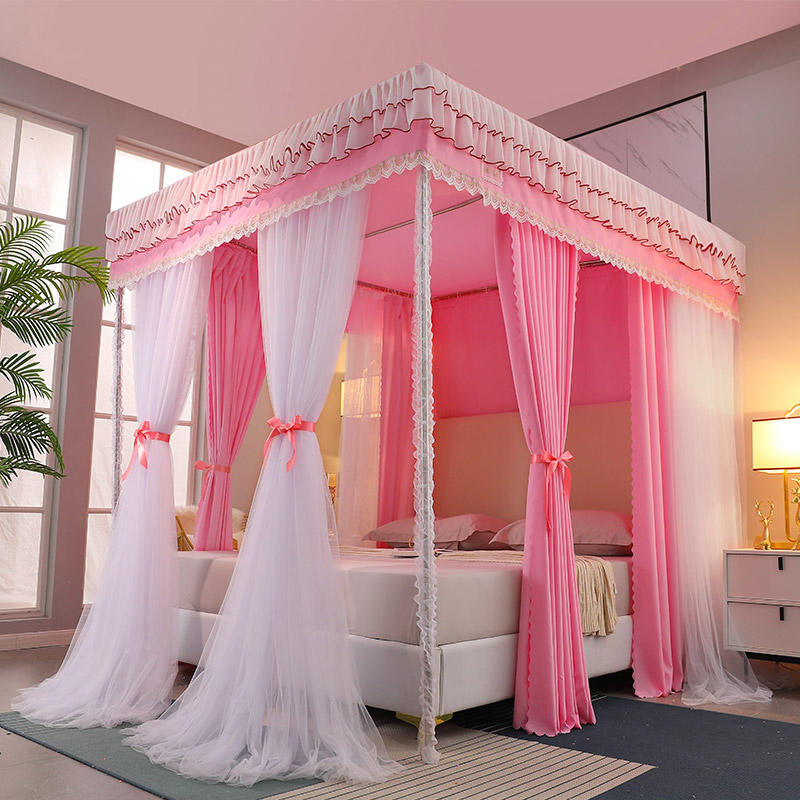 Eurostyle luxury double-lever double layer shading bed mosquito bed mosquito bed curtain integrated household wind shelter 1 8 m Princess Department new