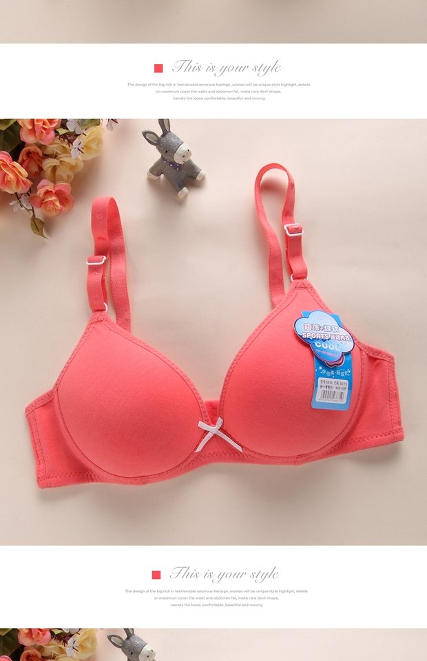 Ưu đãi đặc biệt màu thuần cô gái áo ngực thời kỳ phát triển áo ngực không có vòng thép cotton học sinh trung học đồ lót mỏng mềm xốp áo ngực đẹp