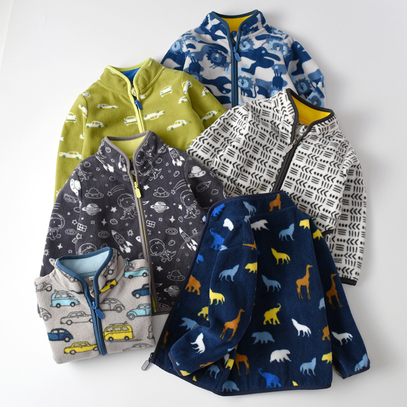 Spring and Autumn New Boys' Fleece Jacket Children's Fleece Top Baby Autumn and Winter Loose Jacket Cardigan Children's Clothing