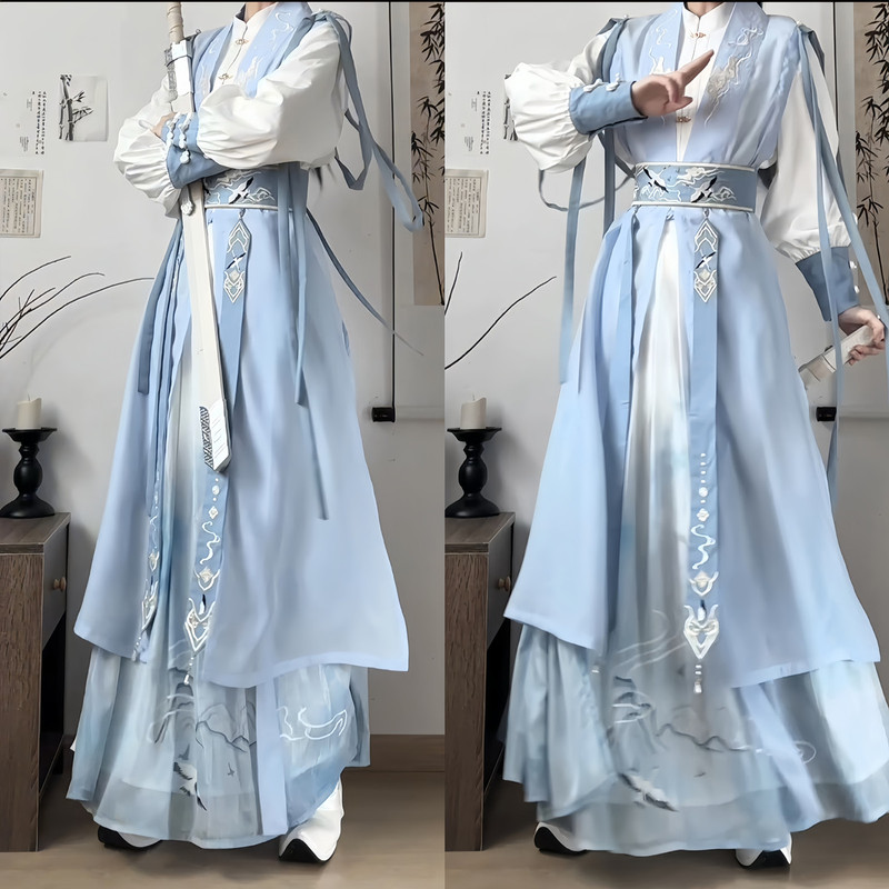Shanjian Original Authentic Modified Hanfu Chinese Style Han Elements Top, Waist Belt, and Skirt Set for Women in Spring and Autumn