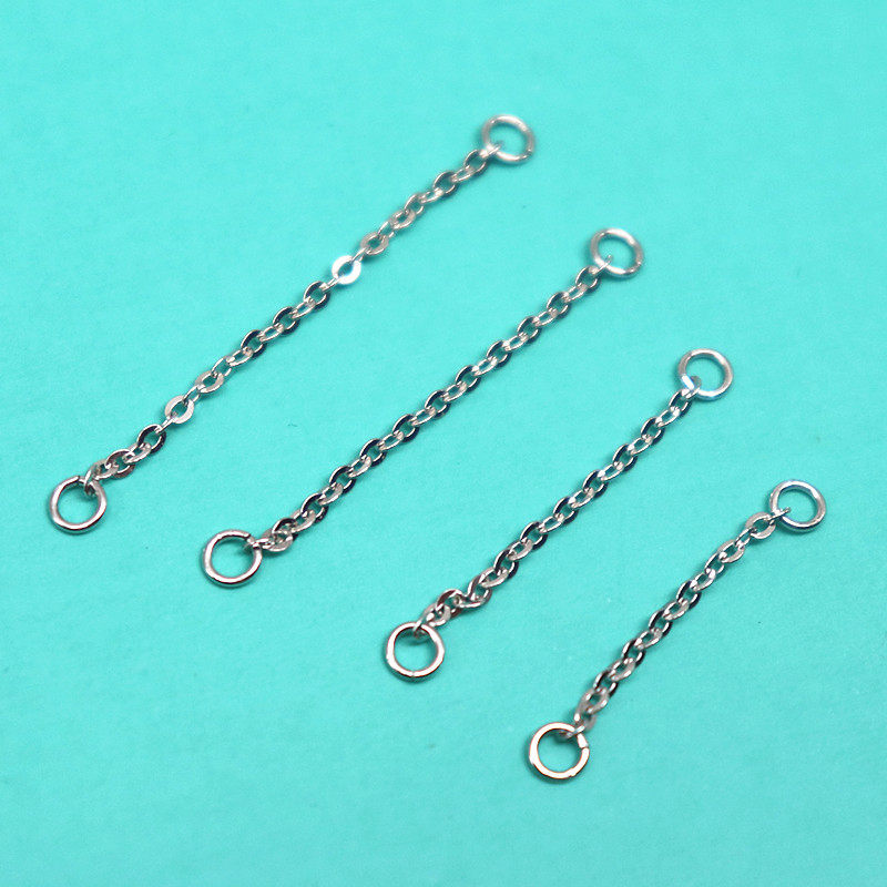 S925 sterling silver double circle ear wire double opening cross chain DIY earrings earrings earrings accessories open ear chains on both sides