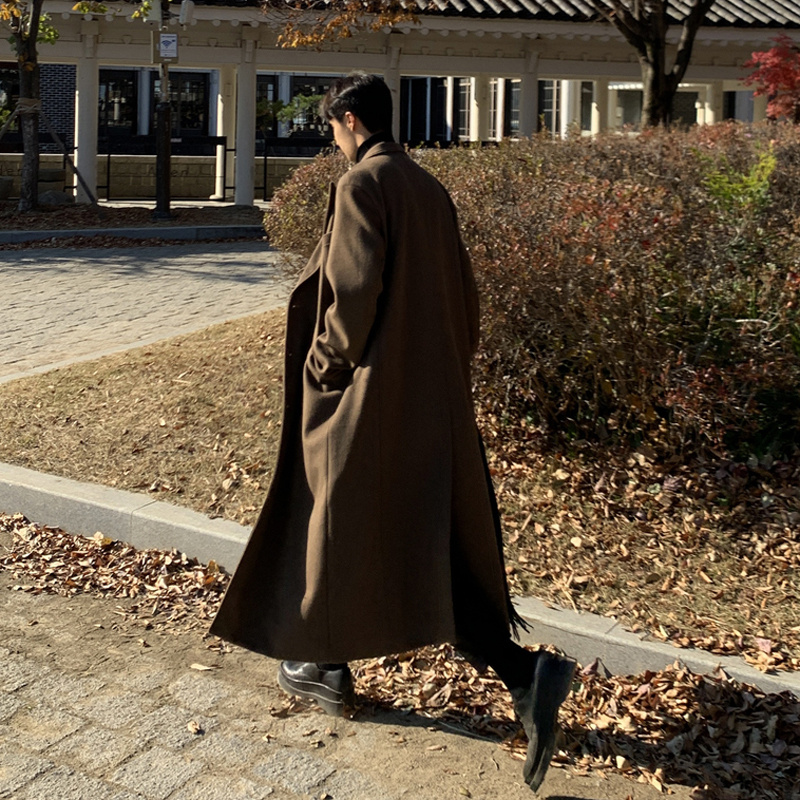 Woolen Coat for Men, Over-The-Knee, Autumn and Winter Trench Coat, Korean Style, British Style, High-End, Long, Loose, Tall, Cashmere Coat