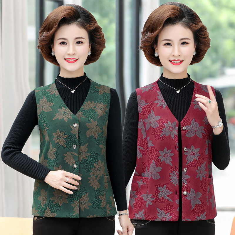 Mom's Vest, Spring and Summer Thin Style, Plus Size, Loose Fit, Sleeveless, Collarless, Grandma Outfit, Middle-Aged and Elderly Vest, Large Size Mom's Vest, Spring and Summer Thin Style, Plus Size, Loose Fit, Sleeveless, Collarless, Grandma Outfit, Middle-Aged and Elderly Vest, Large Size