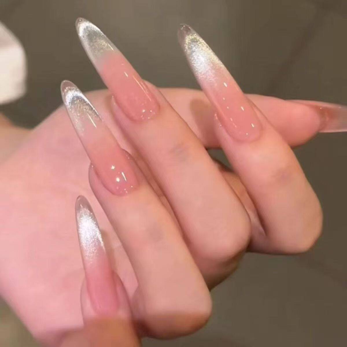 ins100 explosive cat eye handmade blush temperament is gentle and white, slender and long, dog simple and detachable wearable nail piece