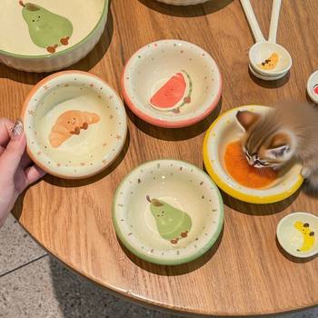 Cat bowl cat food bowl cute cartoon dog bowl ceramic food bowl